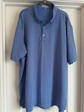 Men’s XXL Peter Millar Blue Stripe Summer Comfort Golf Polo Shirt